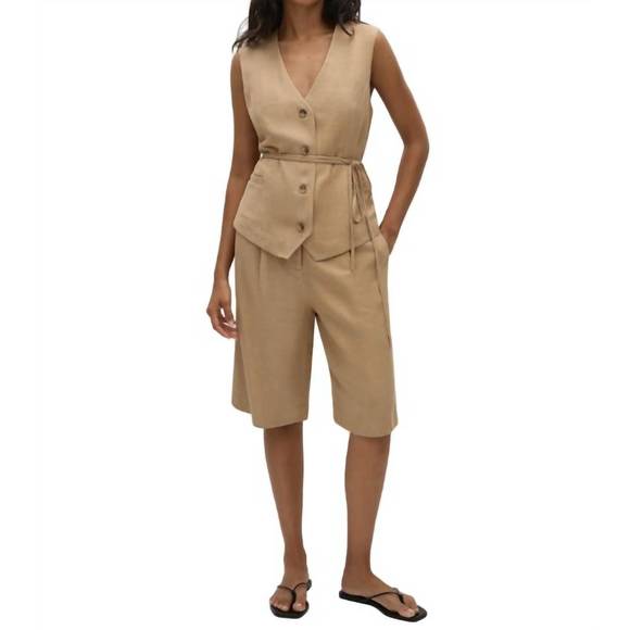 NEW FAITHFULL THE BRAND eva cinched waist vest in sahara